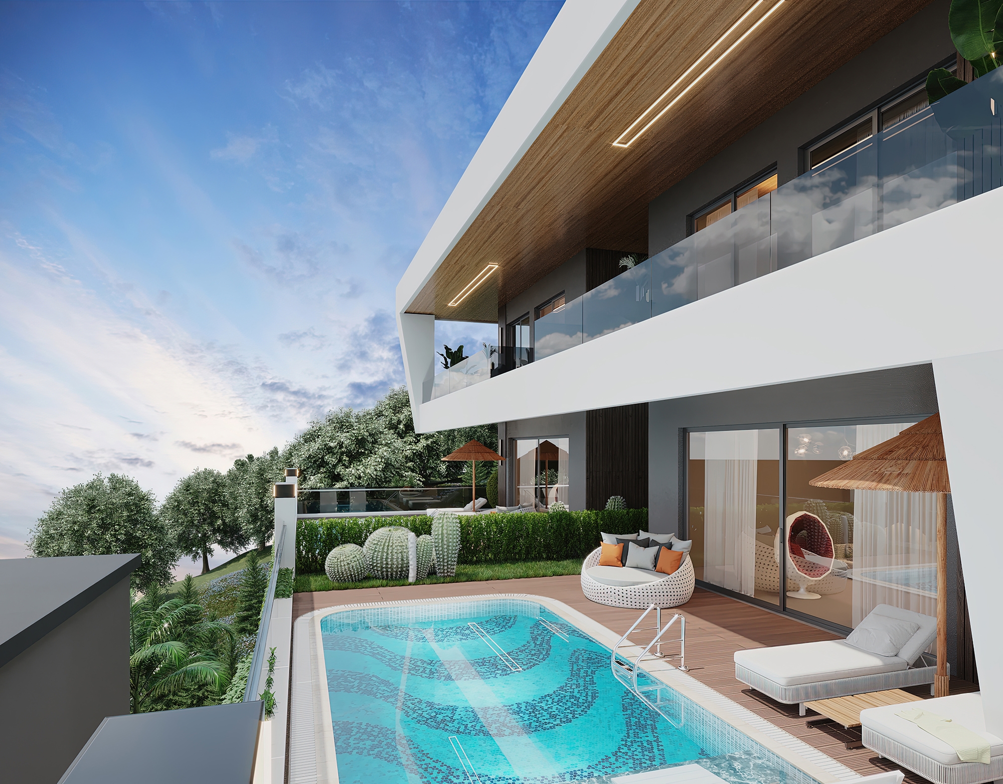 Luxuriöse 3+1 Villa mit atemberaubendem Blick in Alanya Tepe