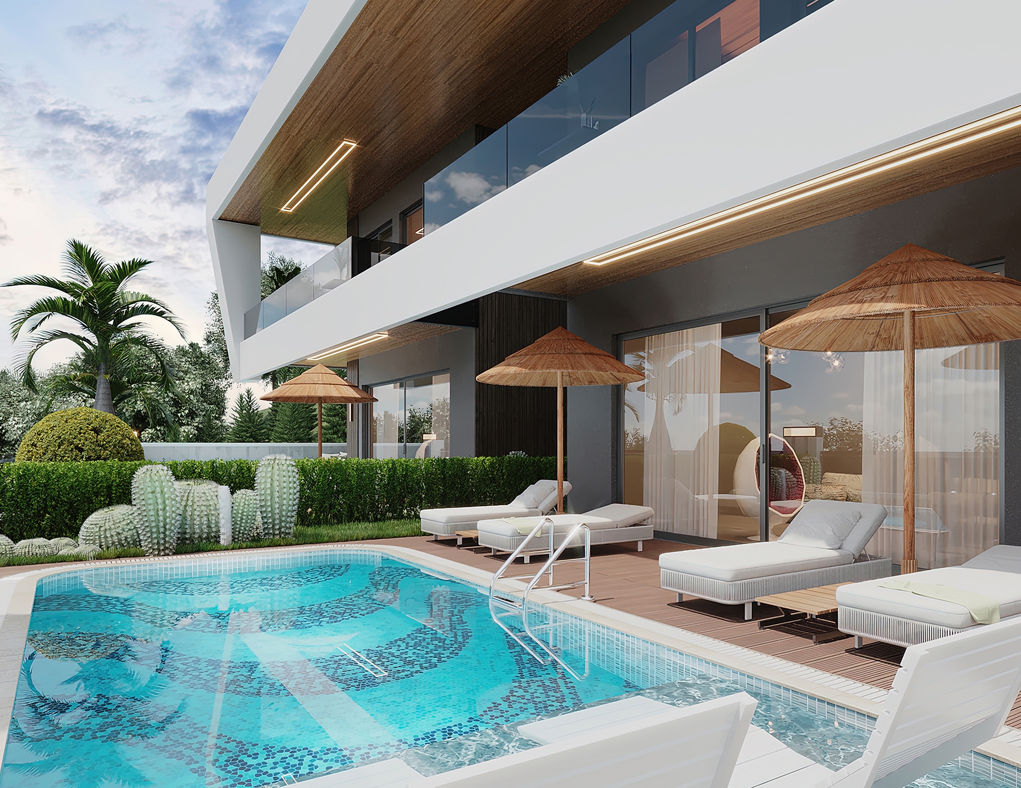 Luxuriöse 3+1 Villa mit atemberaubendem Blick in Alanya Tepe