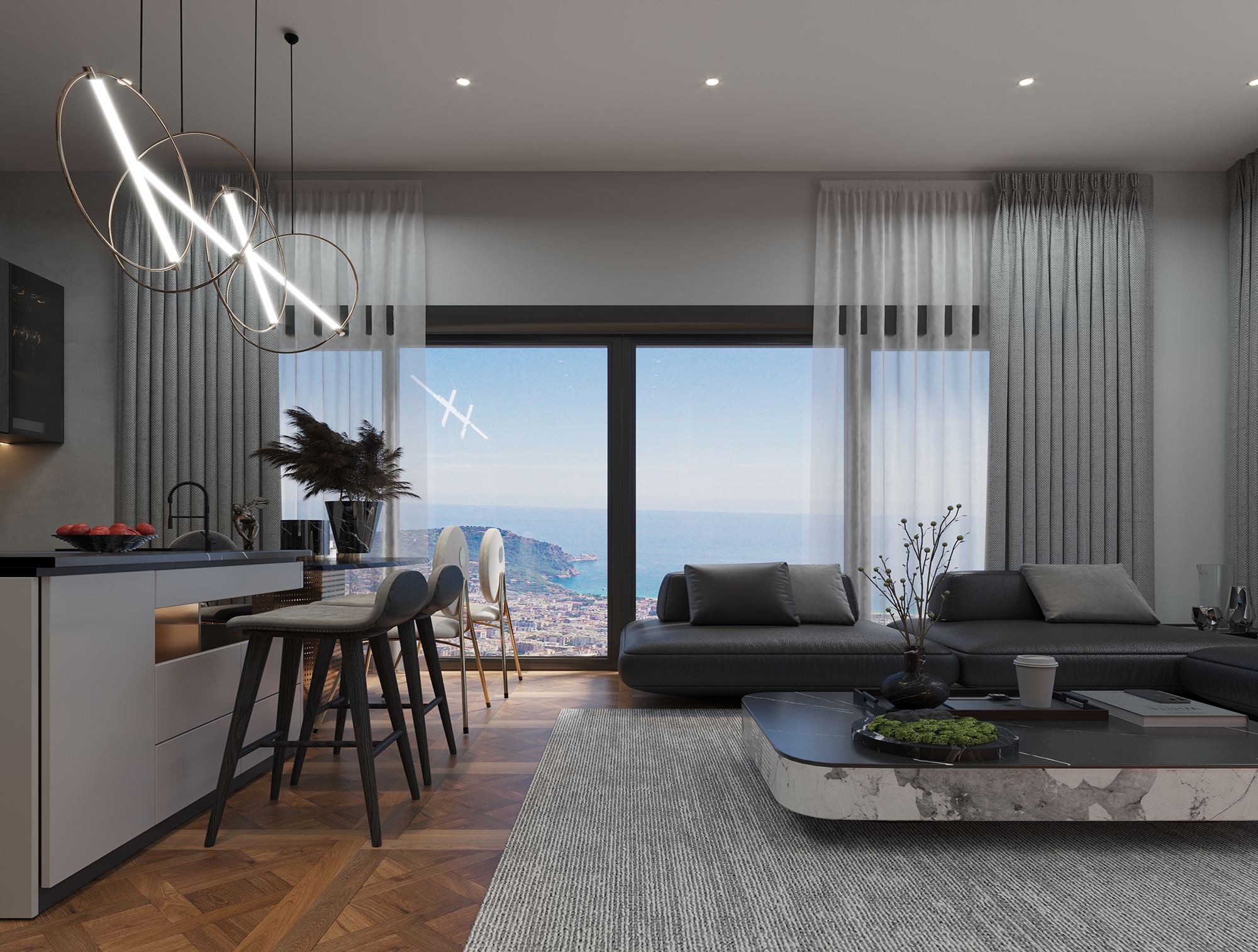 Luxuriöse 3+1 Villa mit atemberaubendem Blick in Alanya Tepe