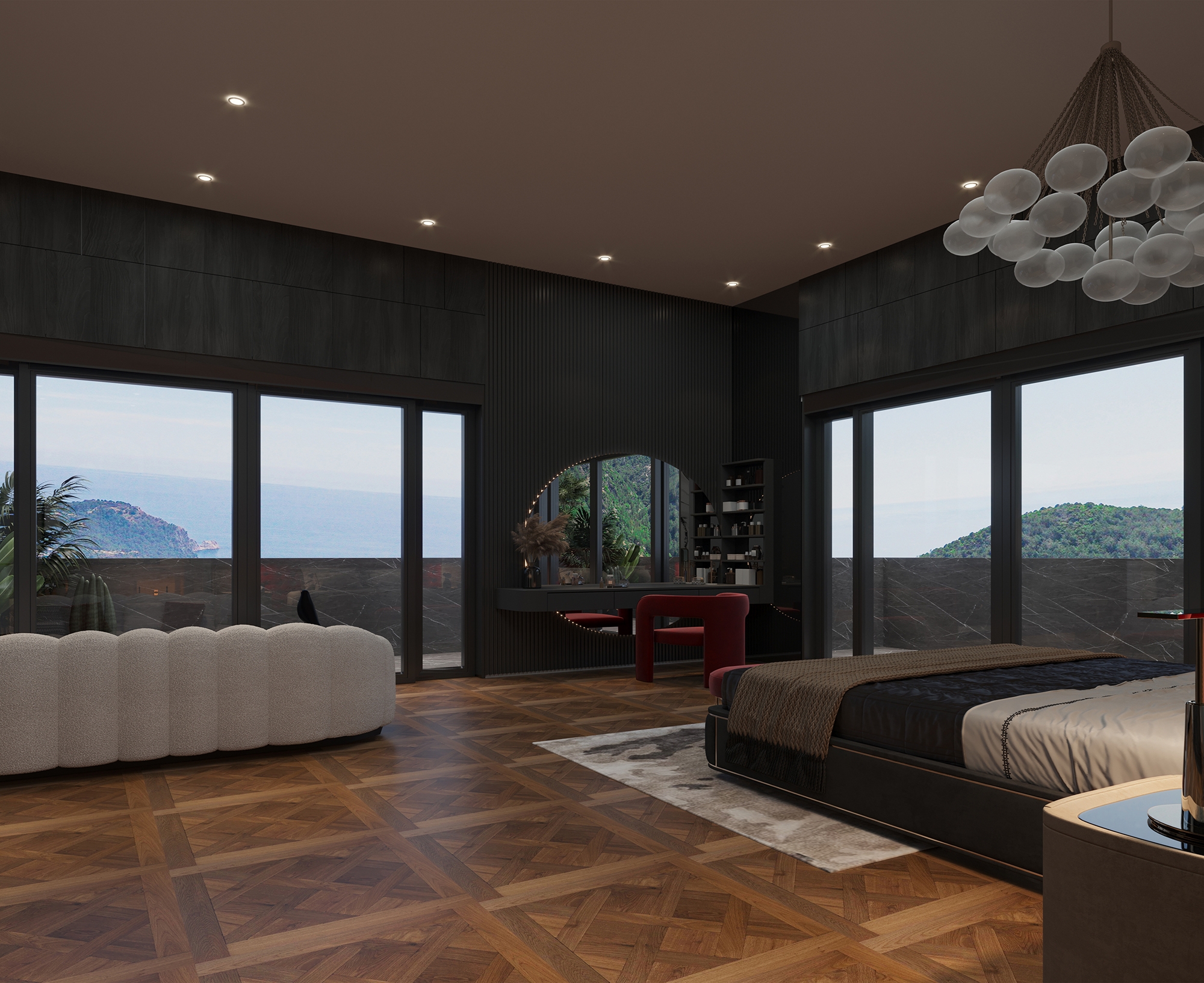 Luxuriöse 3+1 Villa mit atemberaubendem Blick in Alanya Tepe
