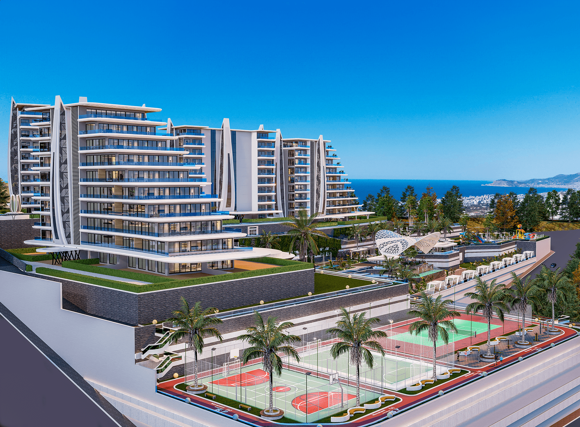 Luxuriöses 1+1 Apartment mit atemberaubendem Blick in Kargicak, Alanya
