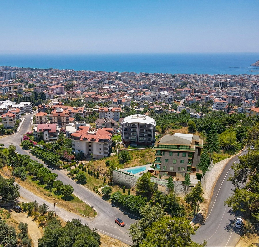 Luksus 2+1 Lejlighed med Hav-, Borg- og Bjergudsigt i Hasbahce, Alanya