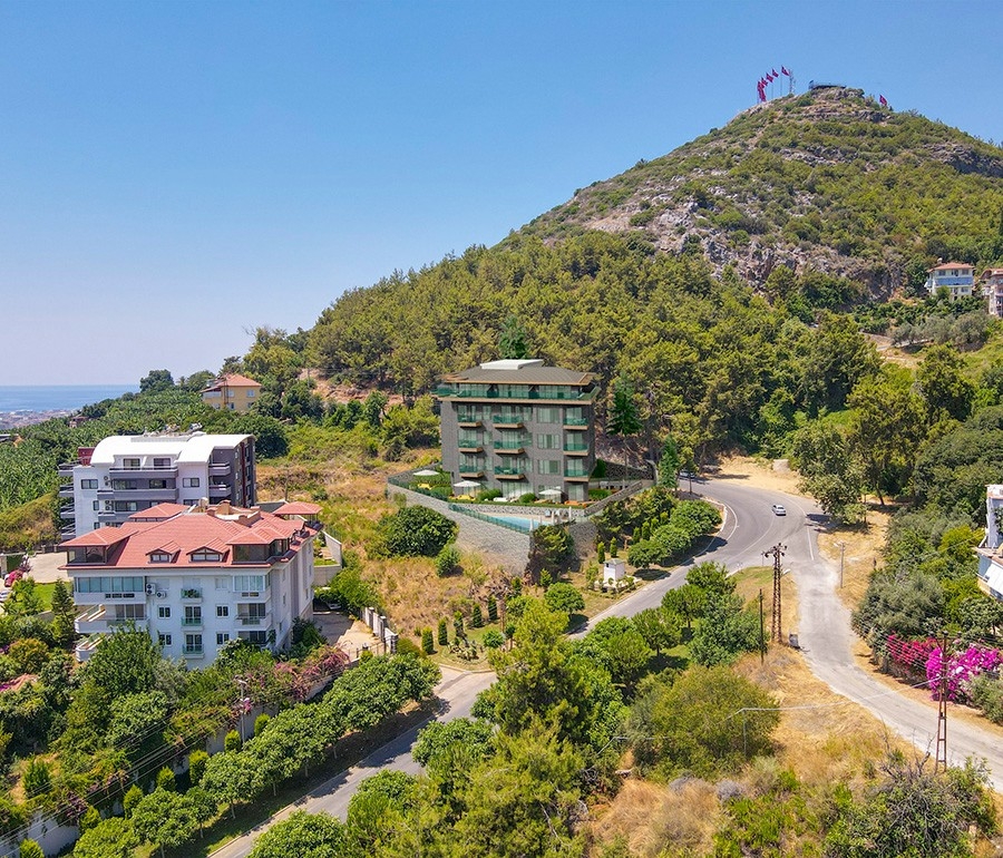 Luksus 2+1 Lejlighed med Hav-, Borg- og Bjergudsigt i Hasbahce, Alanya