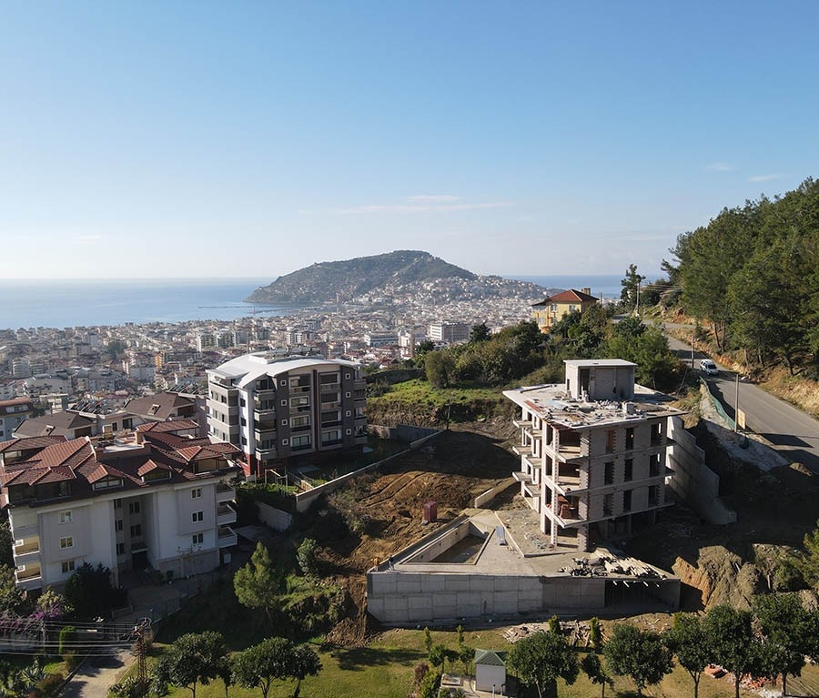 Luksus 2+1 Lejlighed med Hav-, Borg- og Bjergudsigt i Hasbahce, Alanya