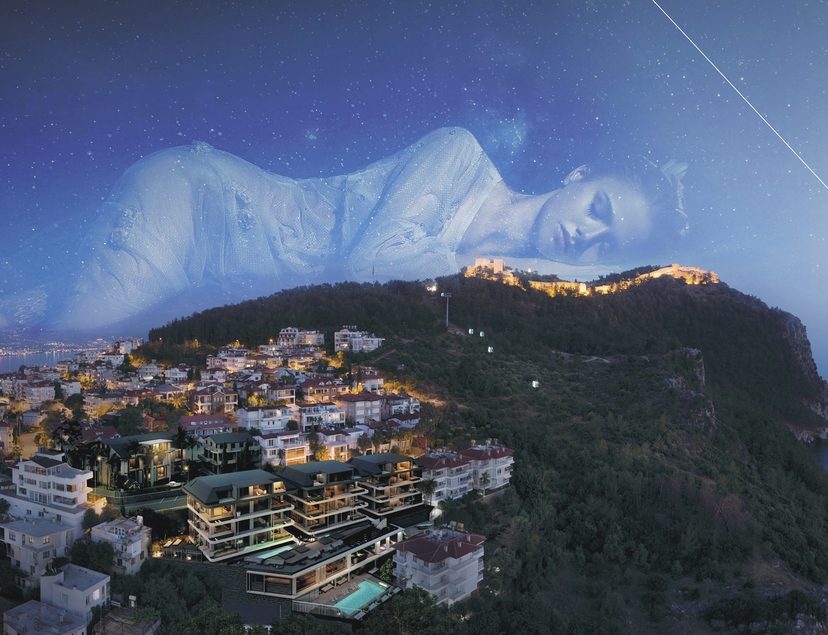 Luxury 1+1 Apartment with Sea, Castle, and Mountain Views in Alanya Center