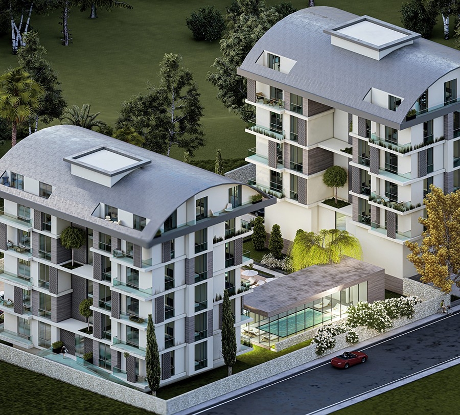Ylellinen 1+1 upealla linna- ja vuorinäköalalla, Alanya Kargicak