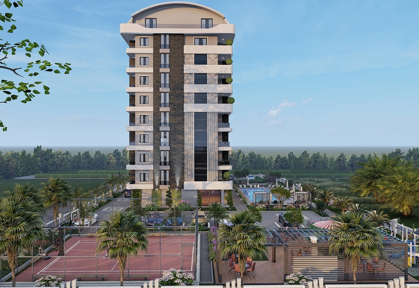 Luxuriöses 1+1 Apartment mit Burg- und Bergblick, Alanya