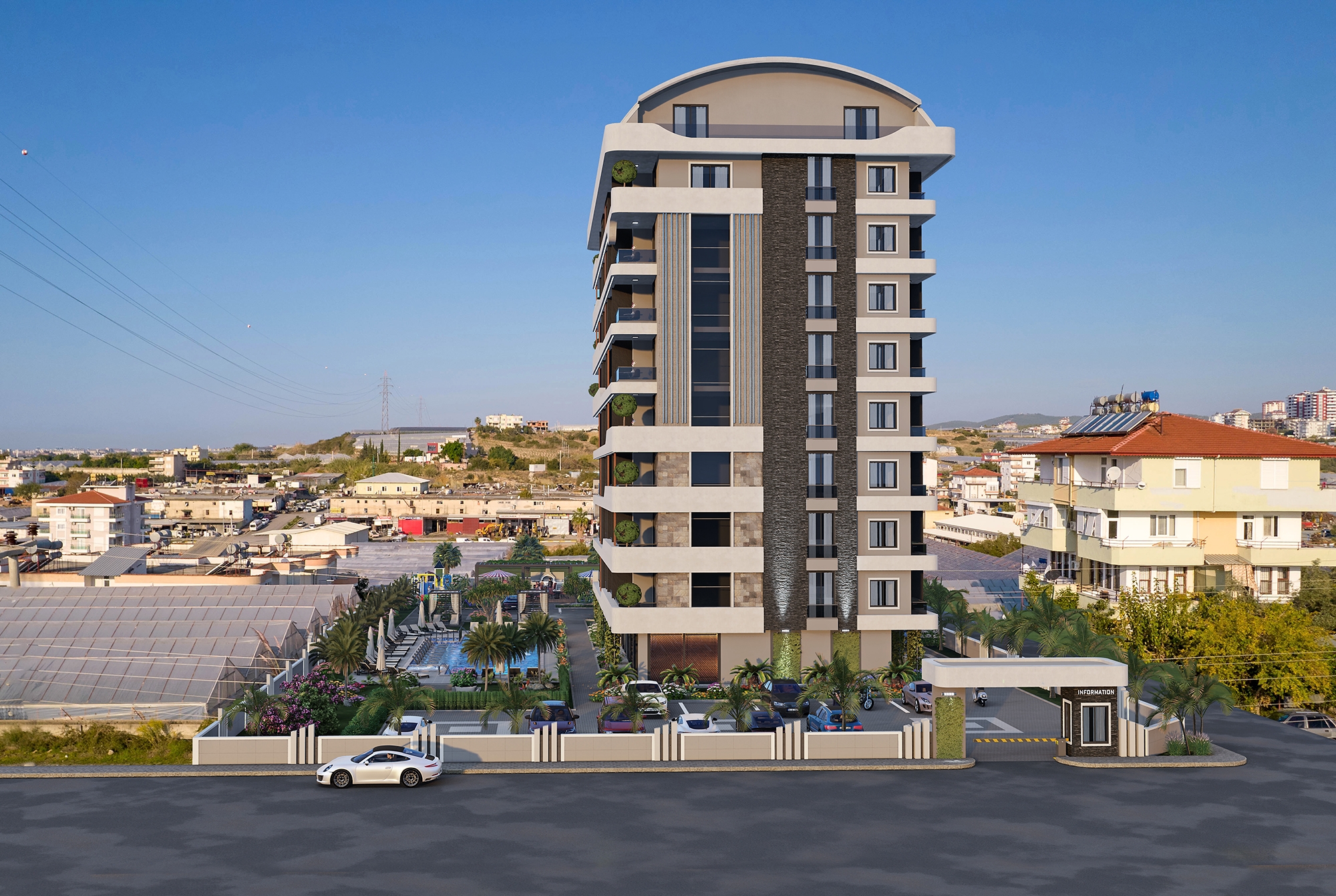 Luxuriöses 1+1 Apartment mit Burg- und Bergblick, Alanya