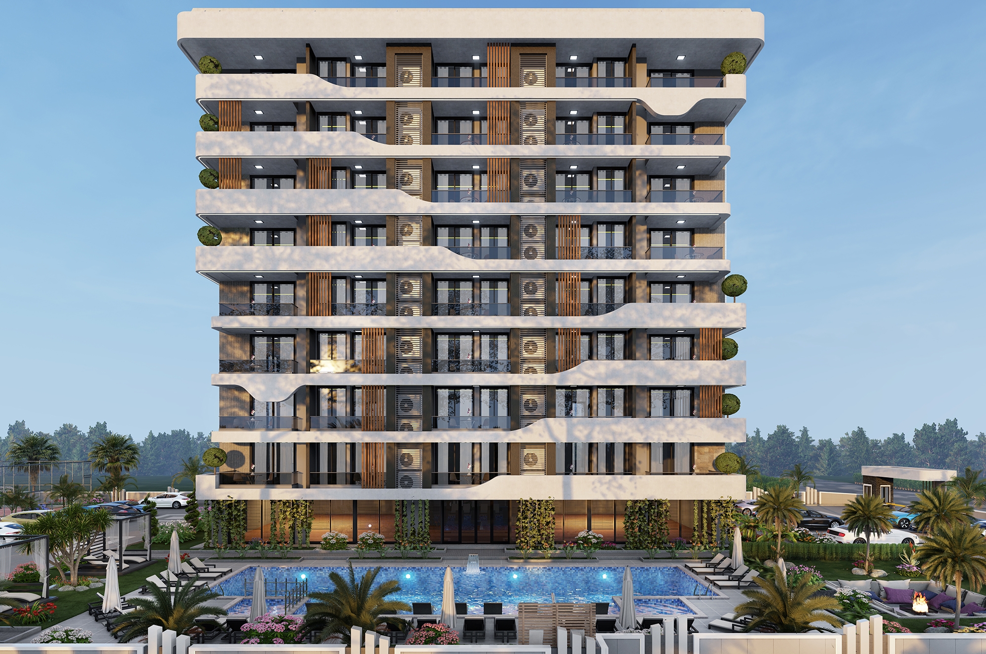 Luxuriöses 1+1 Apartment mit Burg- und Bergblick, Alanya
