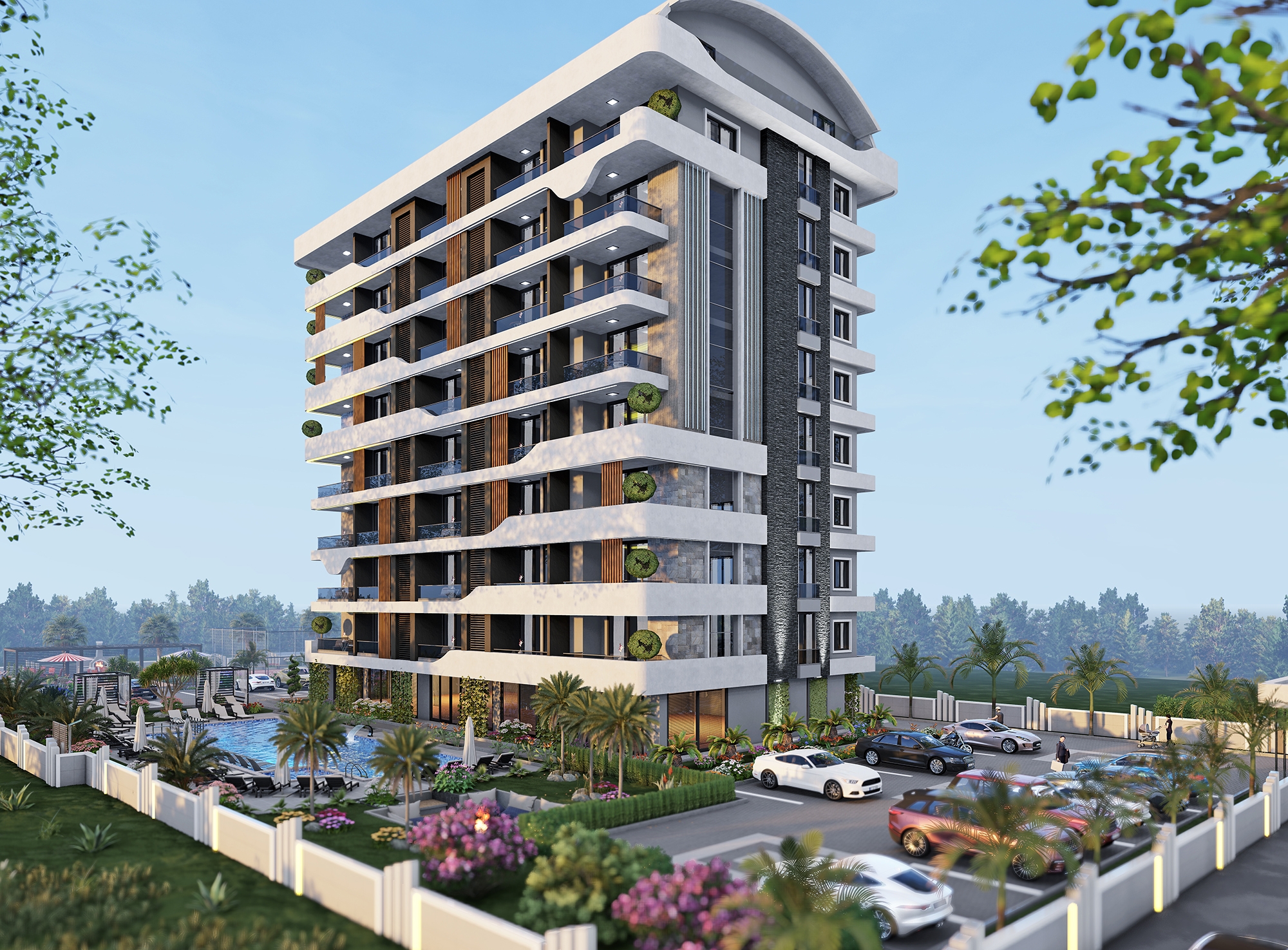 Luxuriöses 1+1 Apartment mit Burg- und Bergblick, Alanya