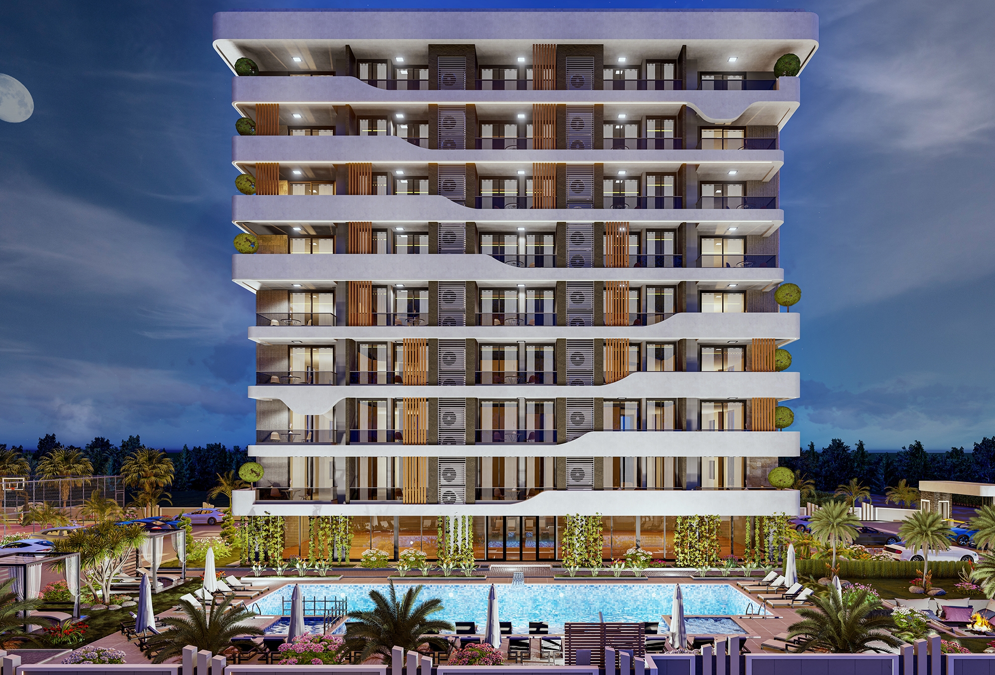 Luxuriöses 1+1 Apartment mit Burg- und Bergblick, Alanya