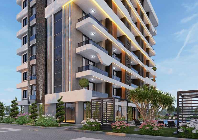 Luxuriöses 1+1 Apartment mit Burg- und Bergblick, Alanya