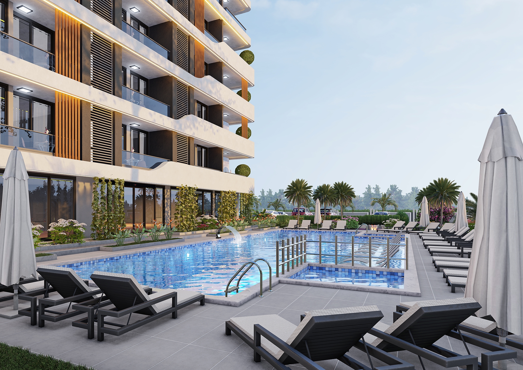 Luxuriöses 1+1 Apartment mit Burg- und Bergblick, Alanya