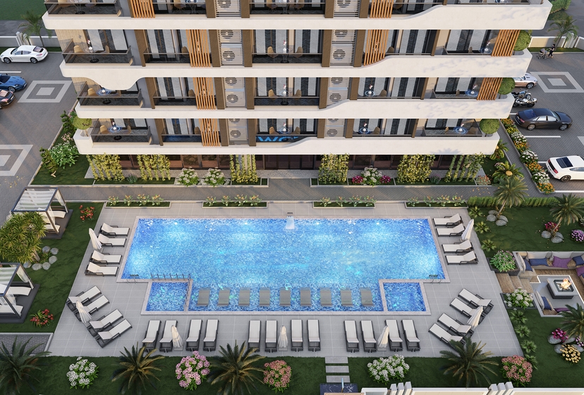 Luxuriöses 1+1 Apartment mit Burg- und Bergblick, Alanya