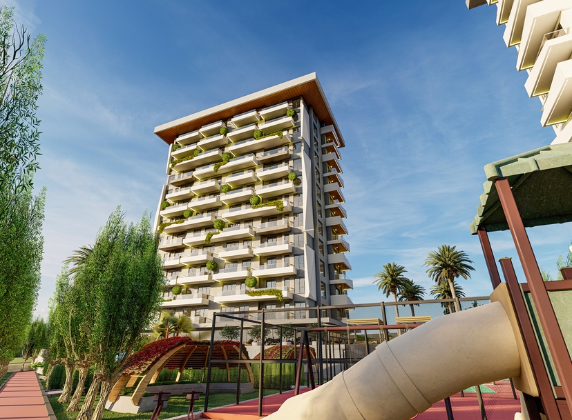 Ylellinen 1+1 asunto meri-, linna- ja vuorinäkymillä, Alanya - Mahmutlar