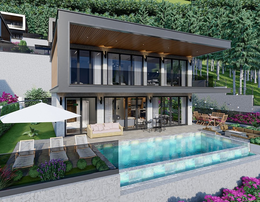 Luxurious 8+1 Villa with Stunning Views in Alanya Tepe