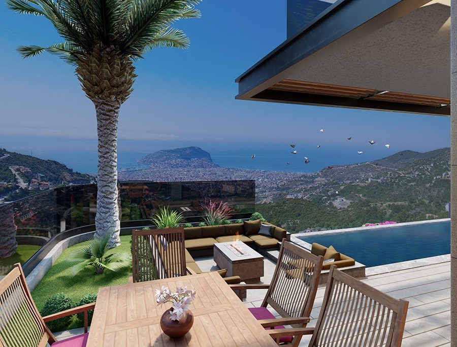 Luxurious 8+1 Villa with Stunning Views in Alanya Tepe