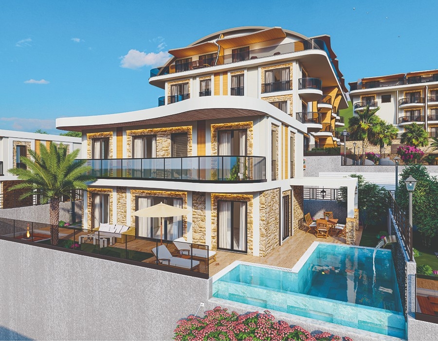 Lyxig 4+1 Villa med havs- och bergsutsikt, Alanya - Kargicak