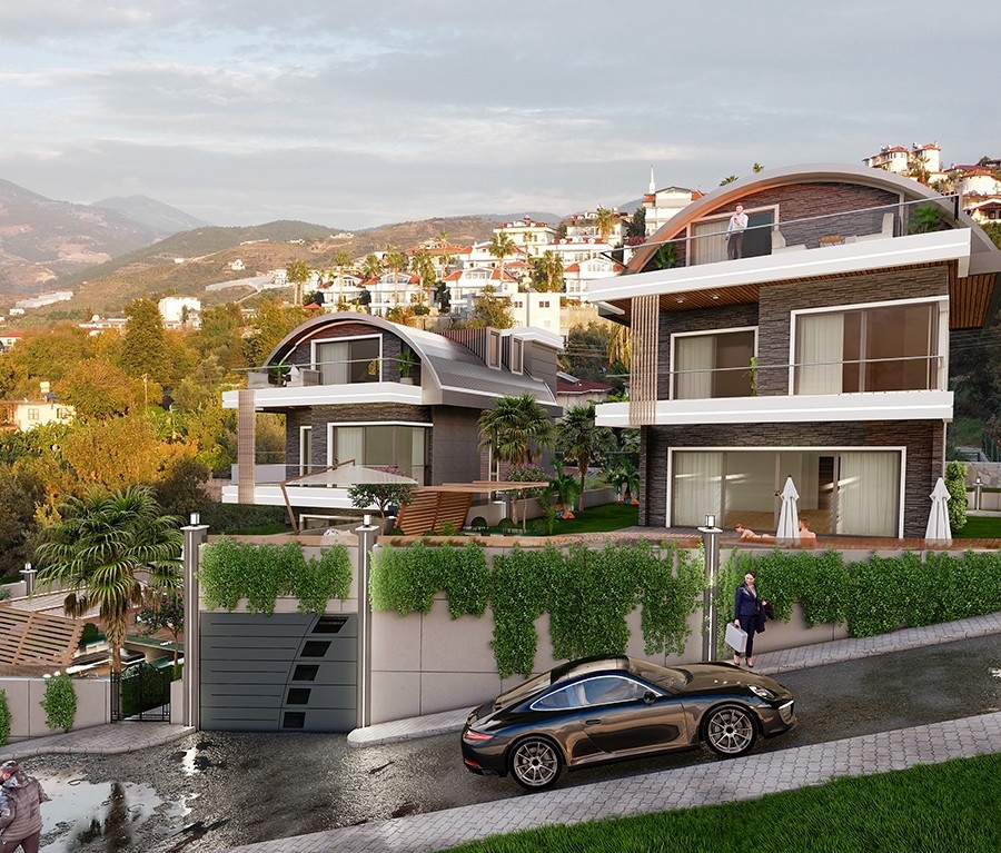 Luxuriöse 4+1 Villa mit Meerblick und Bergblick, Alanya-Kargicak