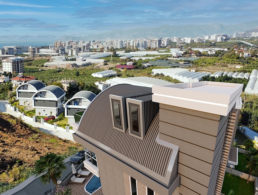 Luxuriöse 4+1 Villa mit Meerblick und Bergblick, Alanya-Kargicak