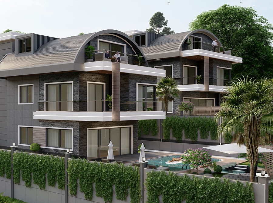 Luxuriöse 4+1 Villa mit Meerblick und Bergblick, Alanya-Kargicak