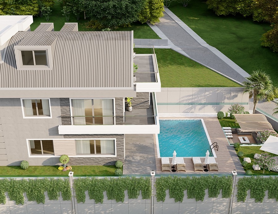 Luxuriöse 4+1 Villa mit Meerblick und Bergblick, Alanya-Kargicak