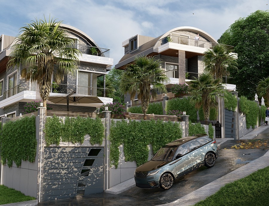 Luxuriöse 4+1 Villa mit Meerblick und Bergblick, Alanya-Kargicak