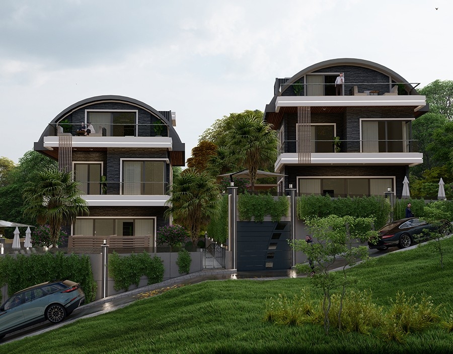 Luxuriöse 4+1 Villa mit Meerblick und Bergblick, Alanya-Kargicak