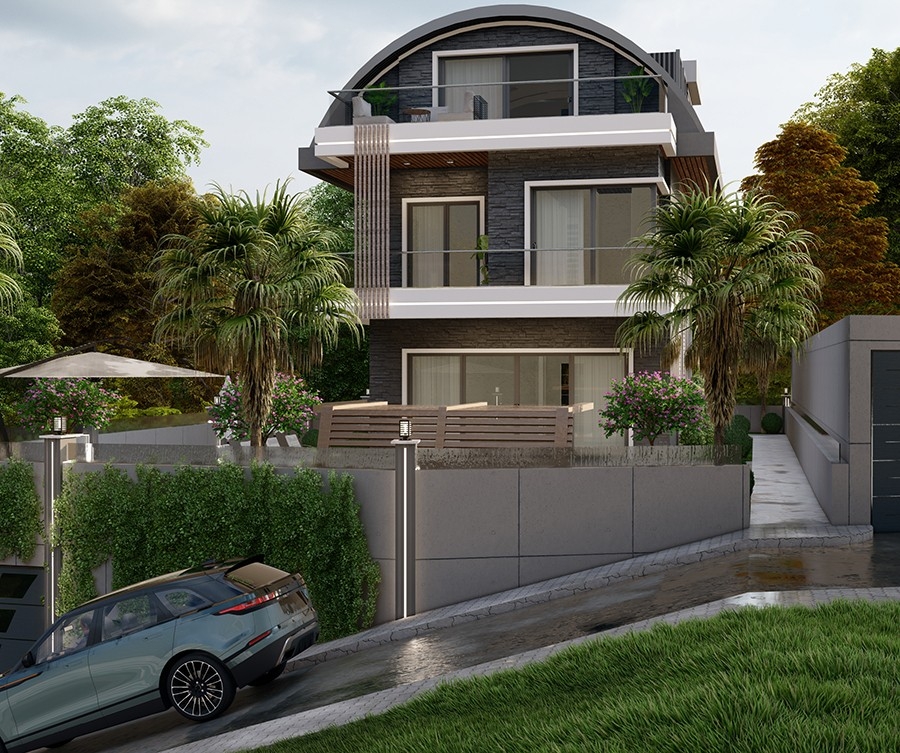 Luxuriöse 4+1 Villa mit Meerblick und Bergblick, Alanya-Kargicak