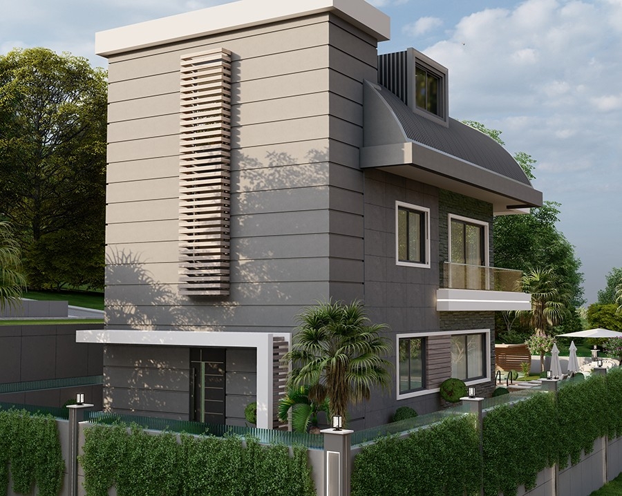 Luxuriöse 4+1 Villa mit Meerblick und Bergblick, Alanya-Kargicak