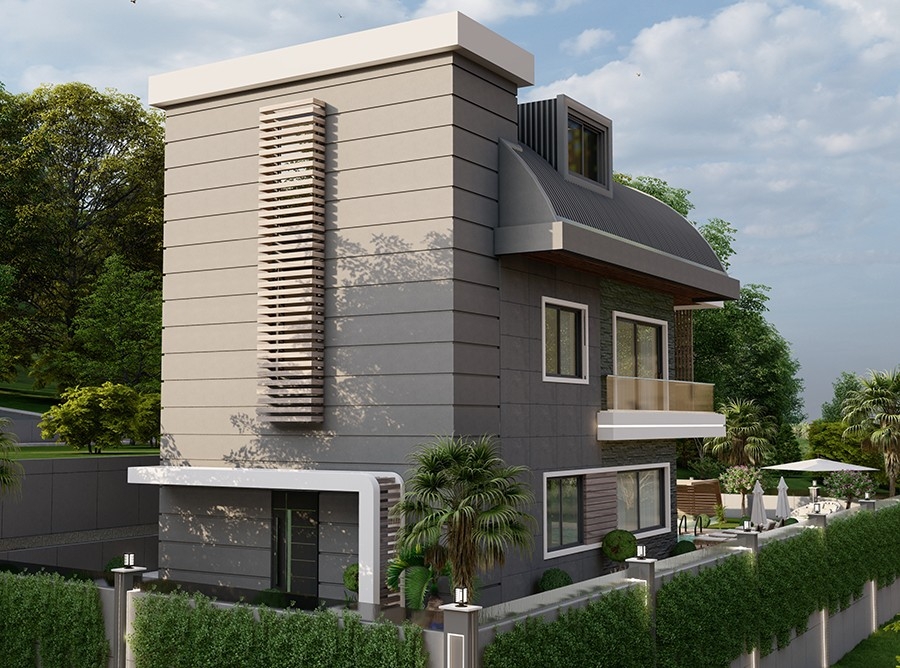 Luxuriöse 4+1 Villa mit Meerblick und Bergblick, Alanya-Kargicak