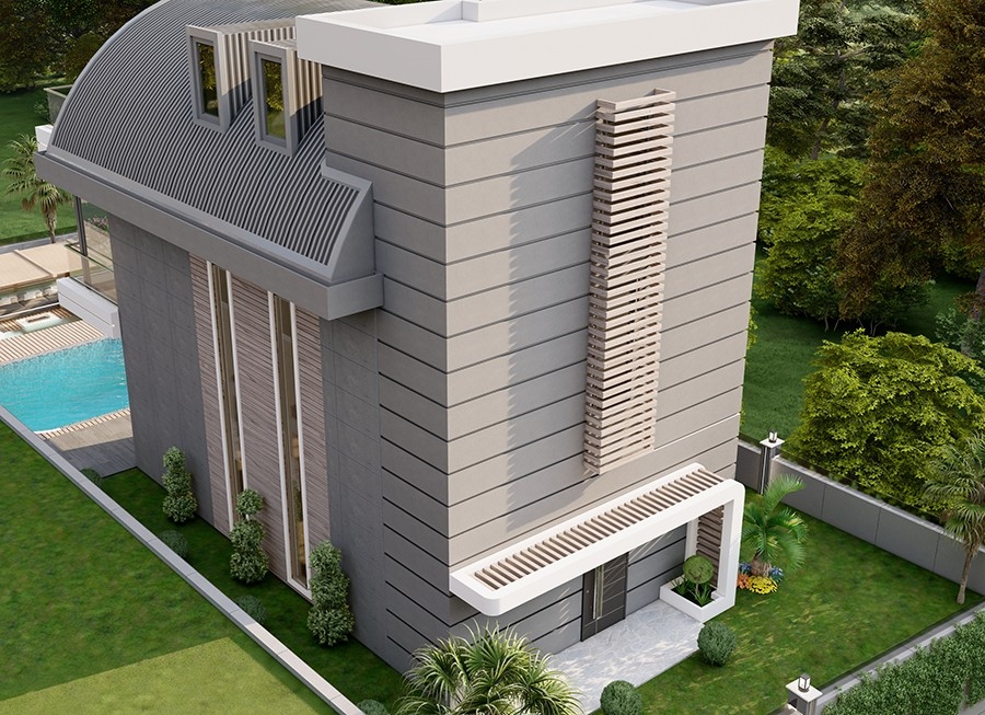 Luxuriöse 4+1 Villa mit Meerblick und Bergblick, Alanya-Kargicak
