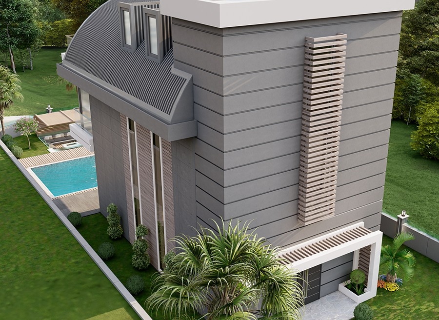 Luxuriöse 4+1 Villa mit Meerblick und Bergblick, Alanya-Kargicak