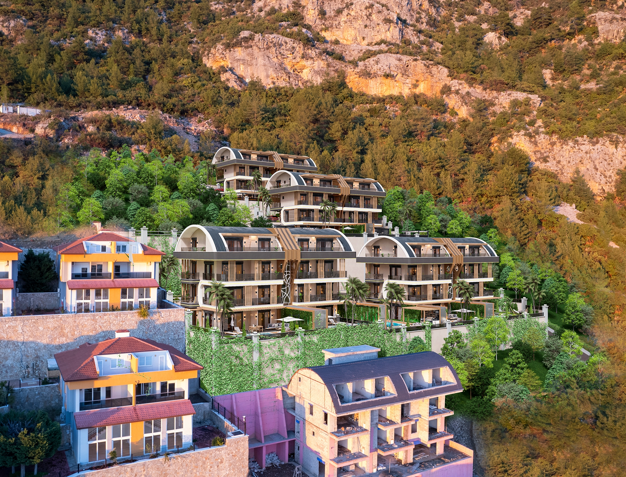 Luksus 4+1 Villa med Hav, Borg og Bjergudsigt i Alanya Tepe
