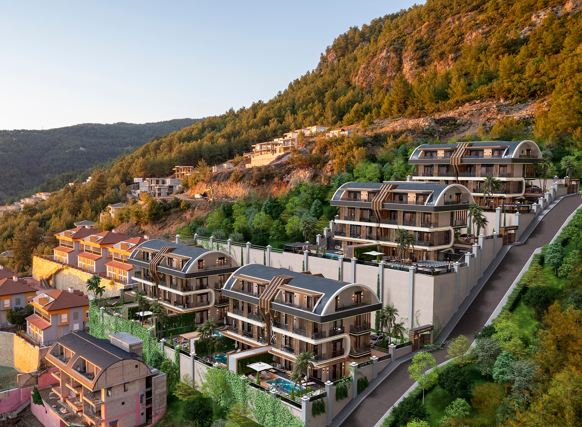 Luksus 4+1 Villa med Hav, Borg og Bjergudsigt i Alanya Tepe