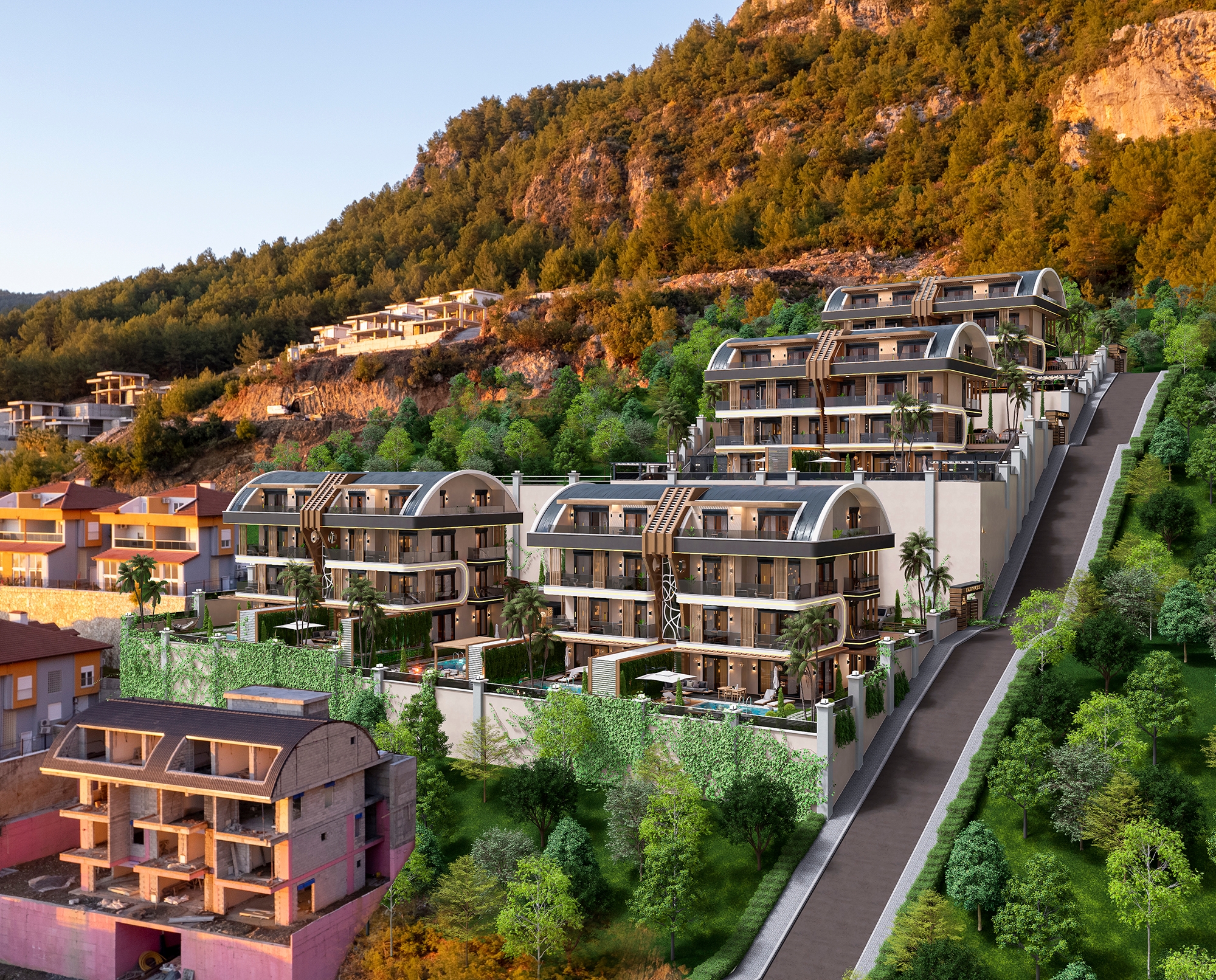 Luksus 4+1 Villa med Hav, Borg og Bjergudsigt i Alanya Tepe