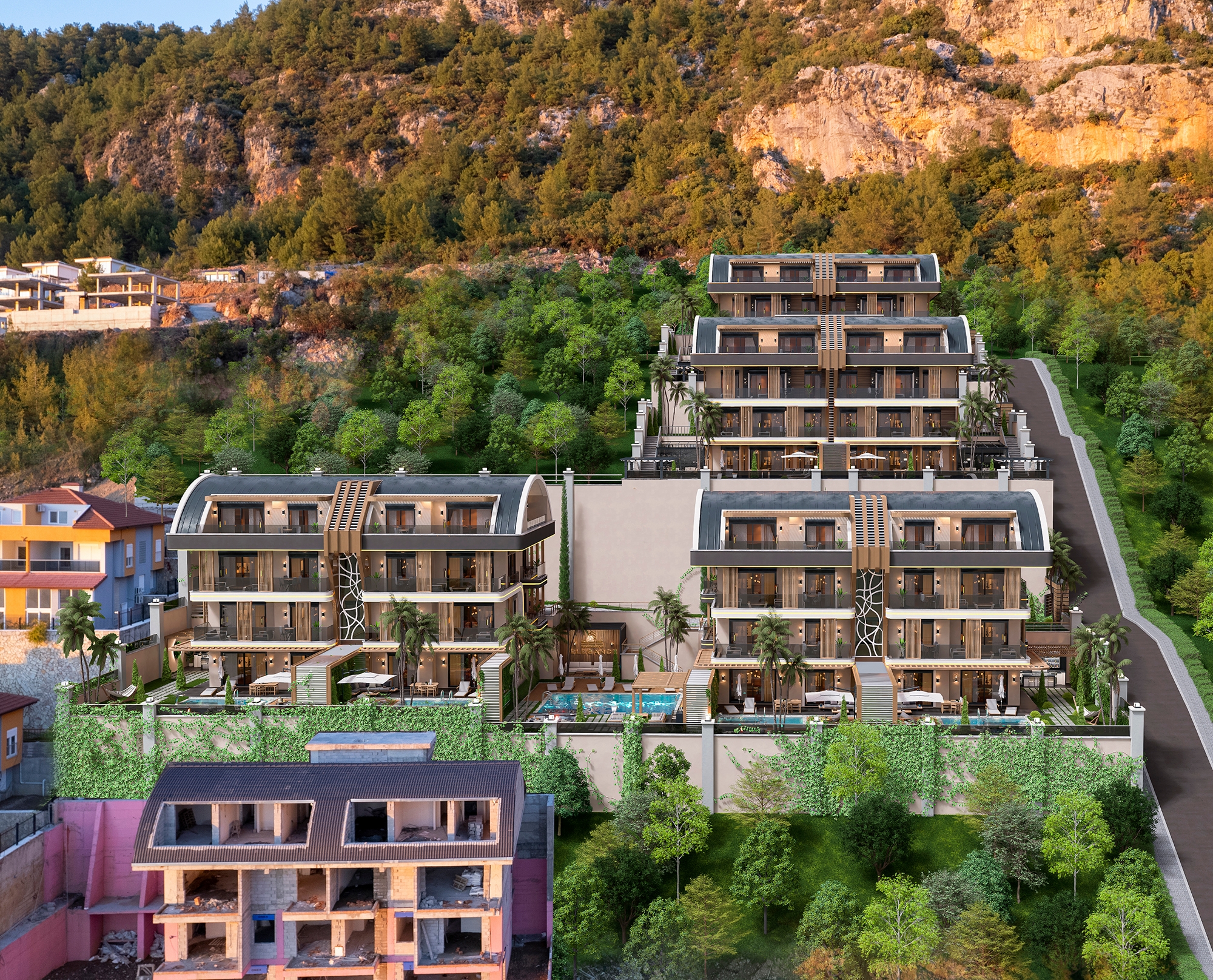 Luksus 4+1 Villa med Hav, Borg og Bjergudsigt i Alanya Tepe