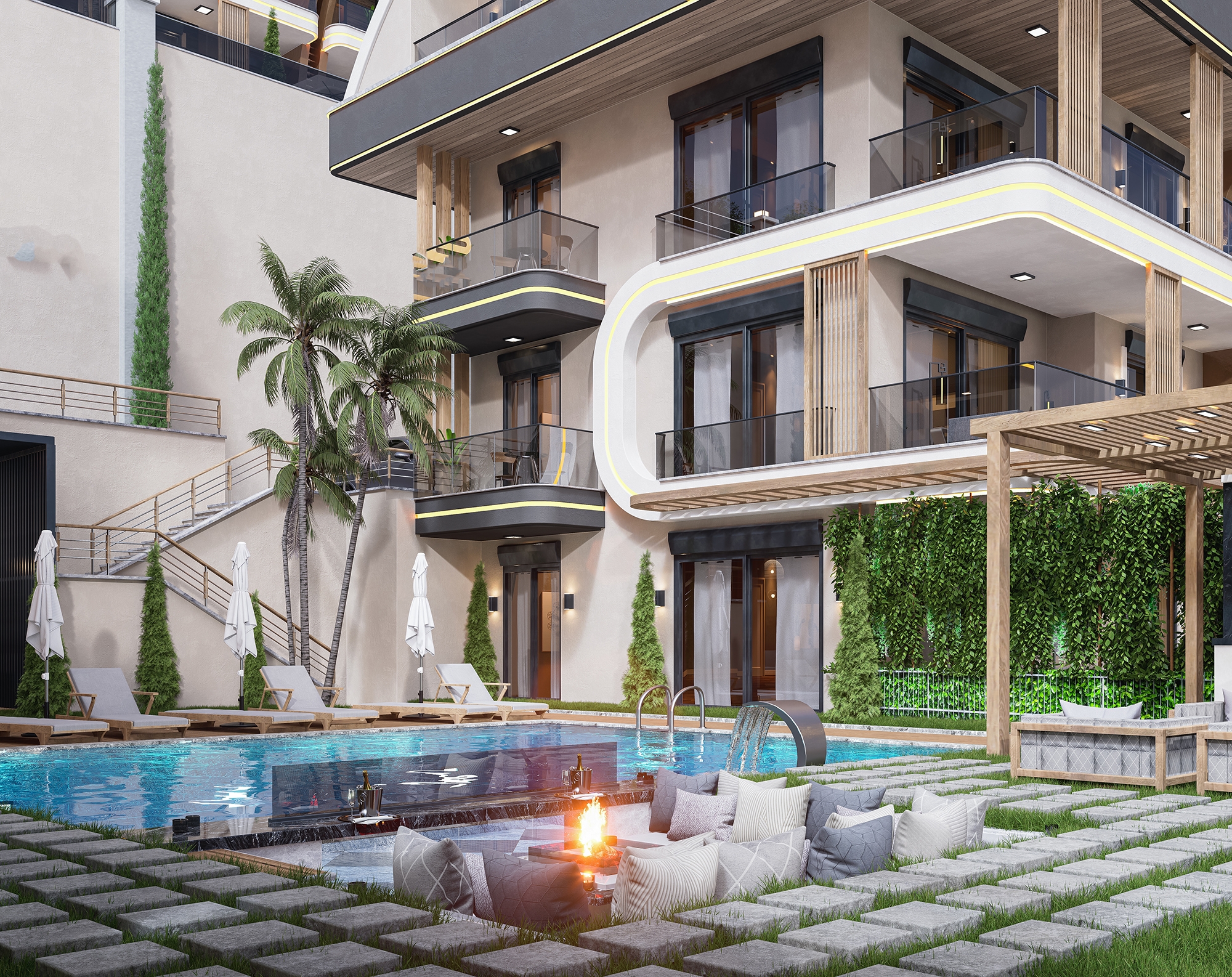 Luksus 4+1 Villa med Hav, Borg og Bjergudsigt i Alanya Tepe