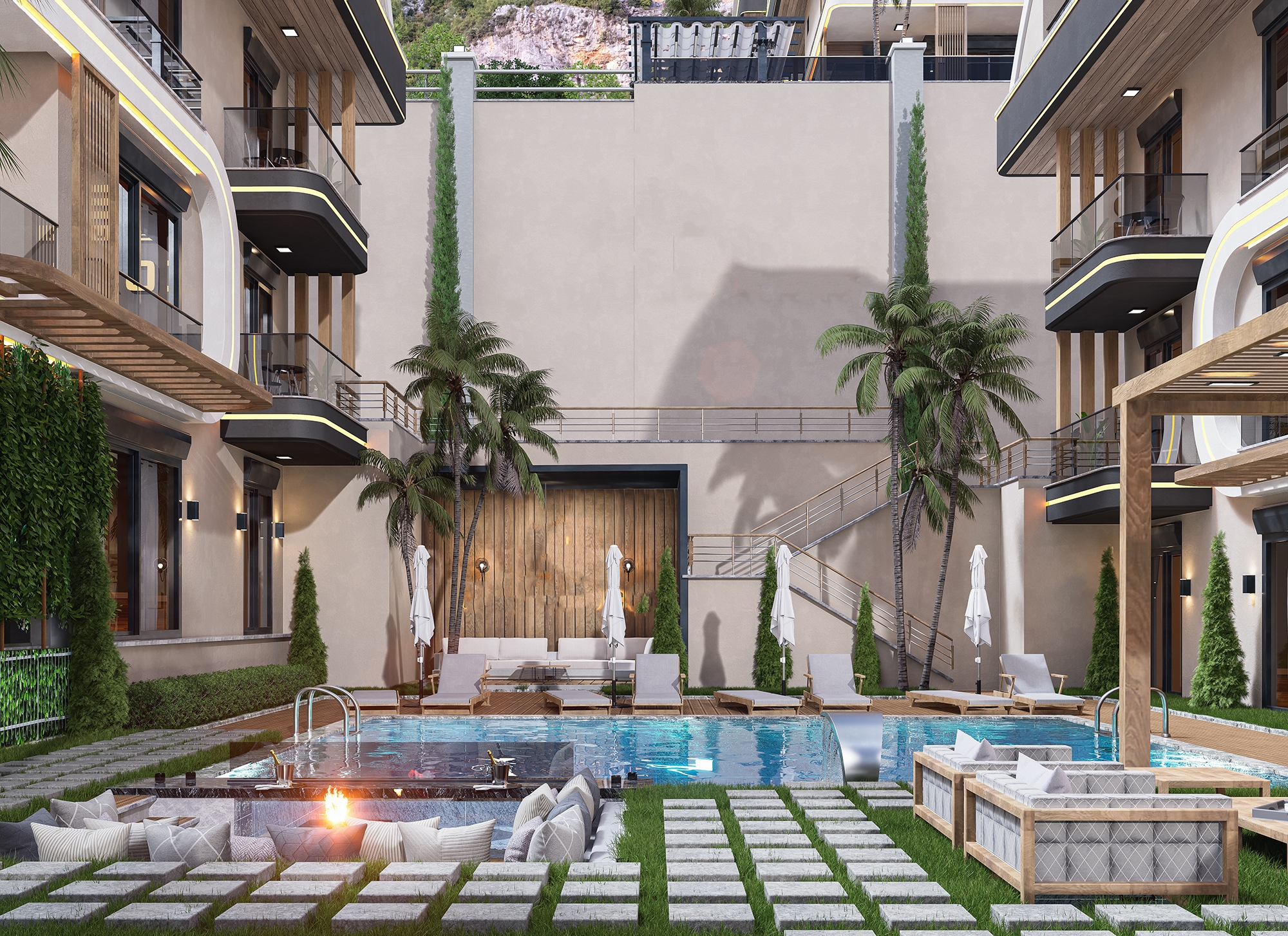 Luksus 4+1 Villa med Hav, Borg og Bjergudsigt i Alanya Tepe