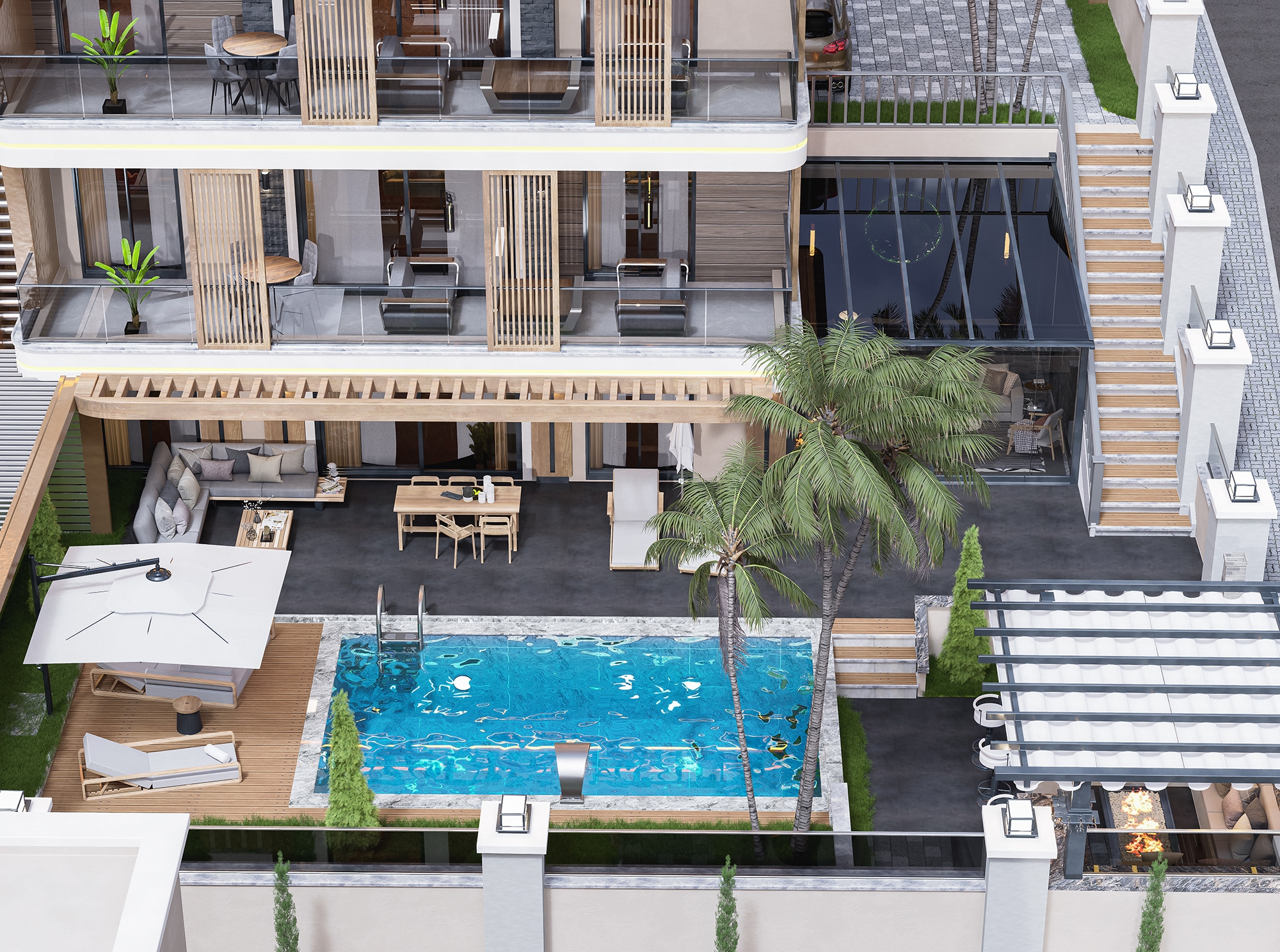 Luksus 4+1 Villa med Hav, Borg og Bjergudsigt i Alanya Tepe
