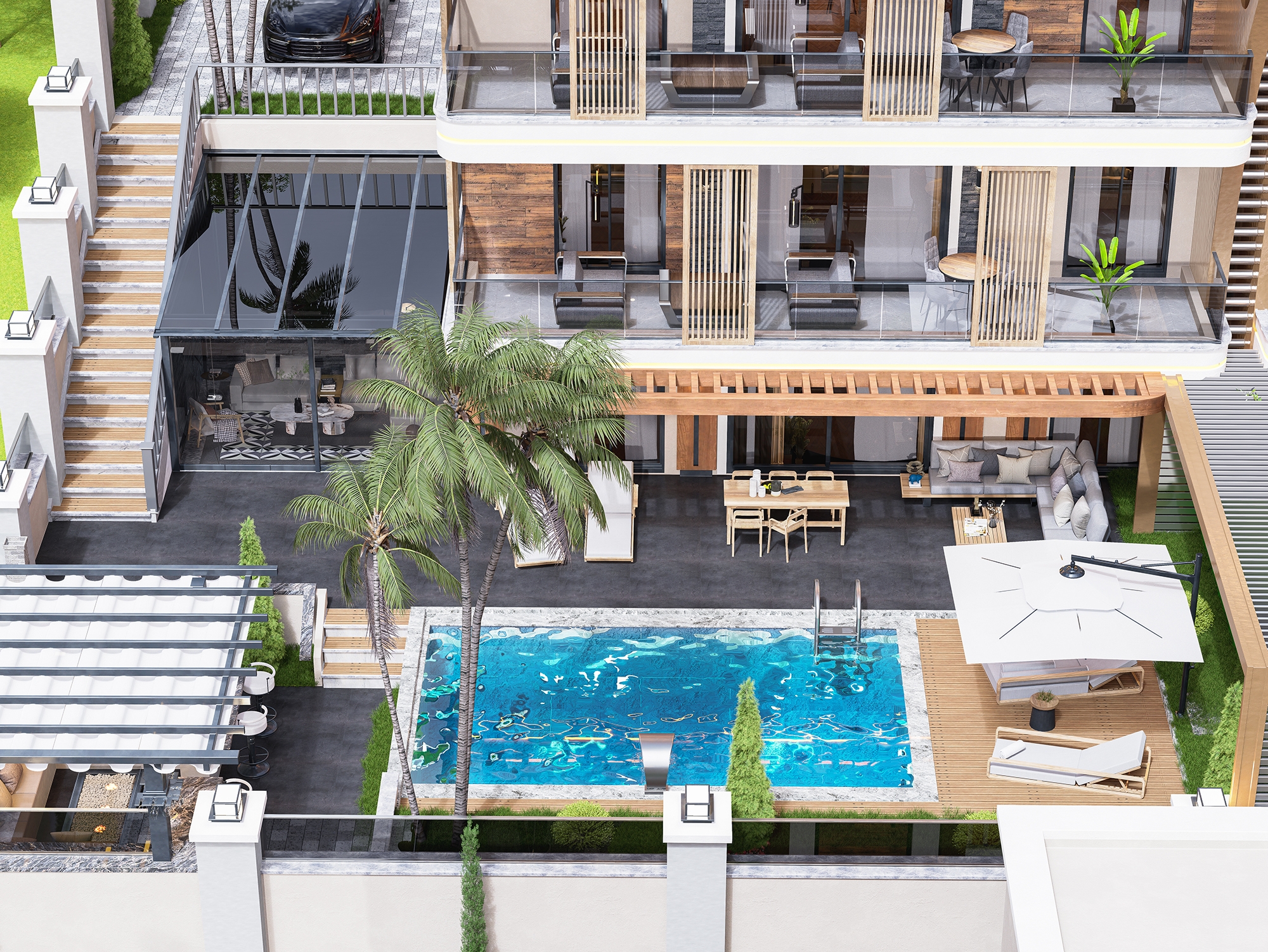 Luksus 4+1 Villa med Hav, Borg og Bjergudsigt i Alanya Tepe
