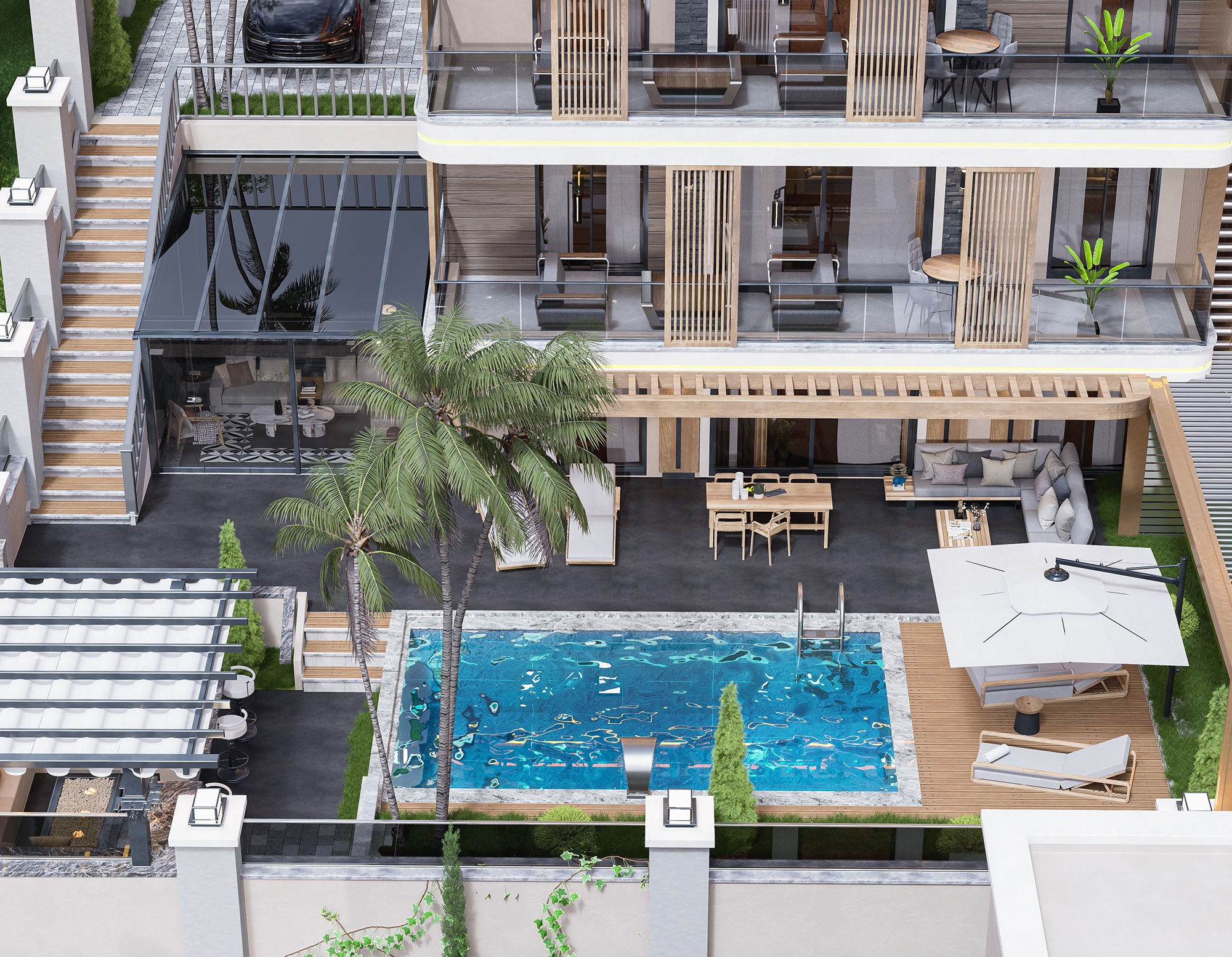 Luksus 4+1 Villa med Hav, Borg og Bjergudsigt i Alanya Tepe