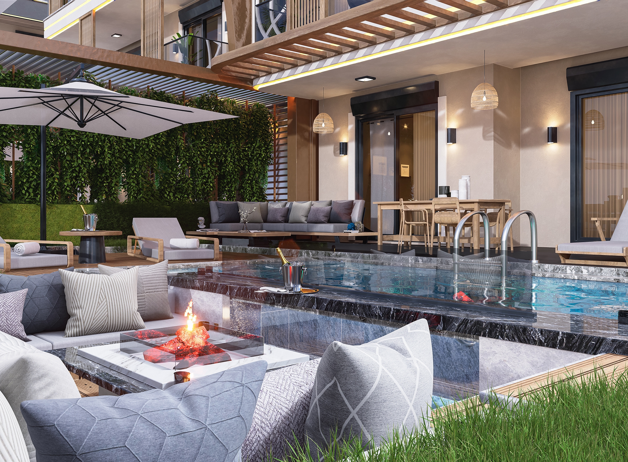Luksus 4+1 Villa med Hav, Borg og Bjergudsigt i Alanya Tepe