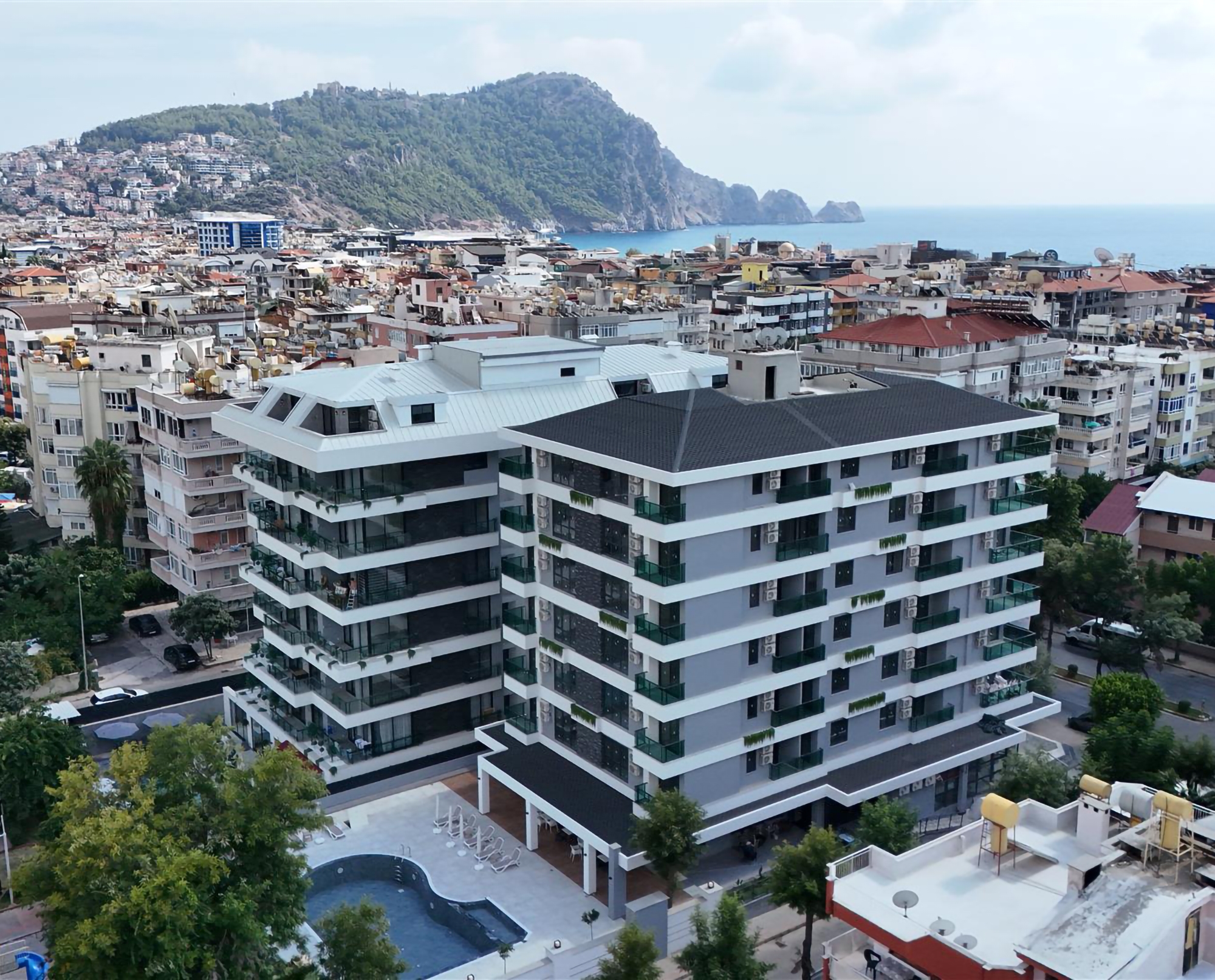 Luxuriöses 1+1 Apartment mit Bergblick, Alanya Zentrum