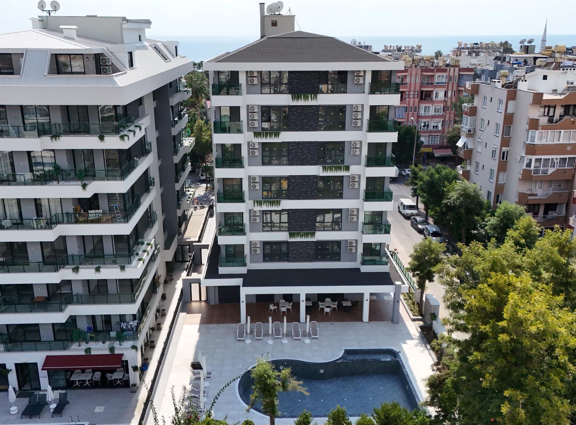 Luxuriöses 1+1 Apartment mit Bergblick, Alanya Zentrum
