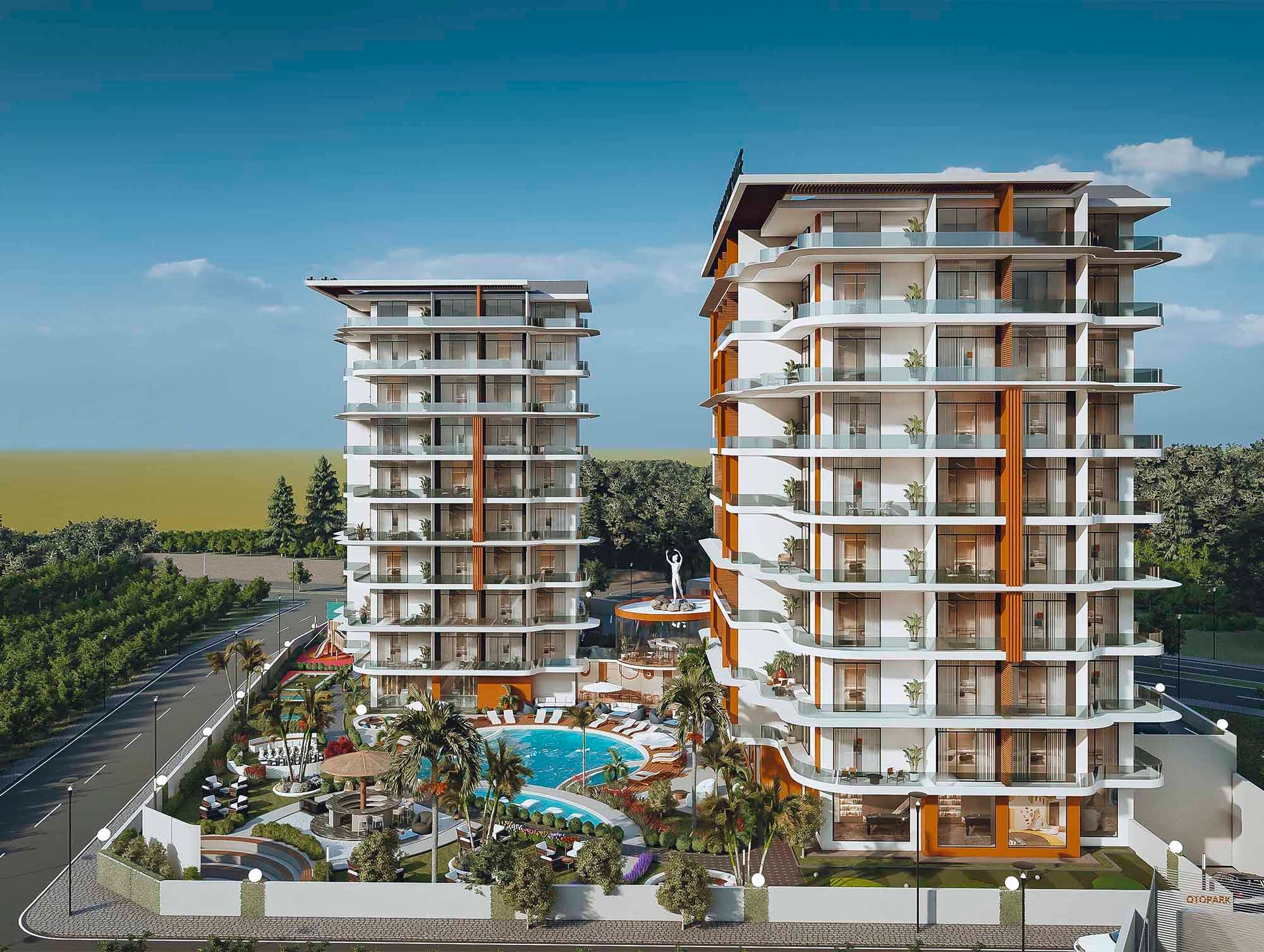Luxury 1+0 Apartment with Castle and Mountain Views in Payallar, Alanya