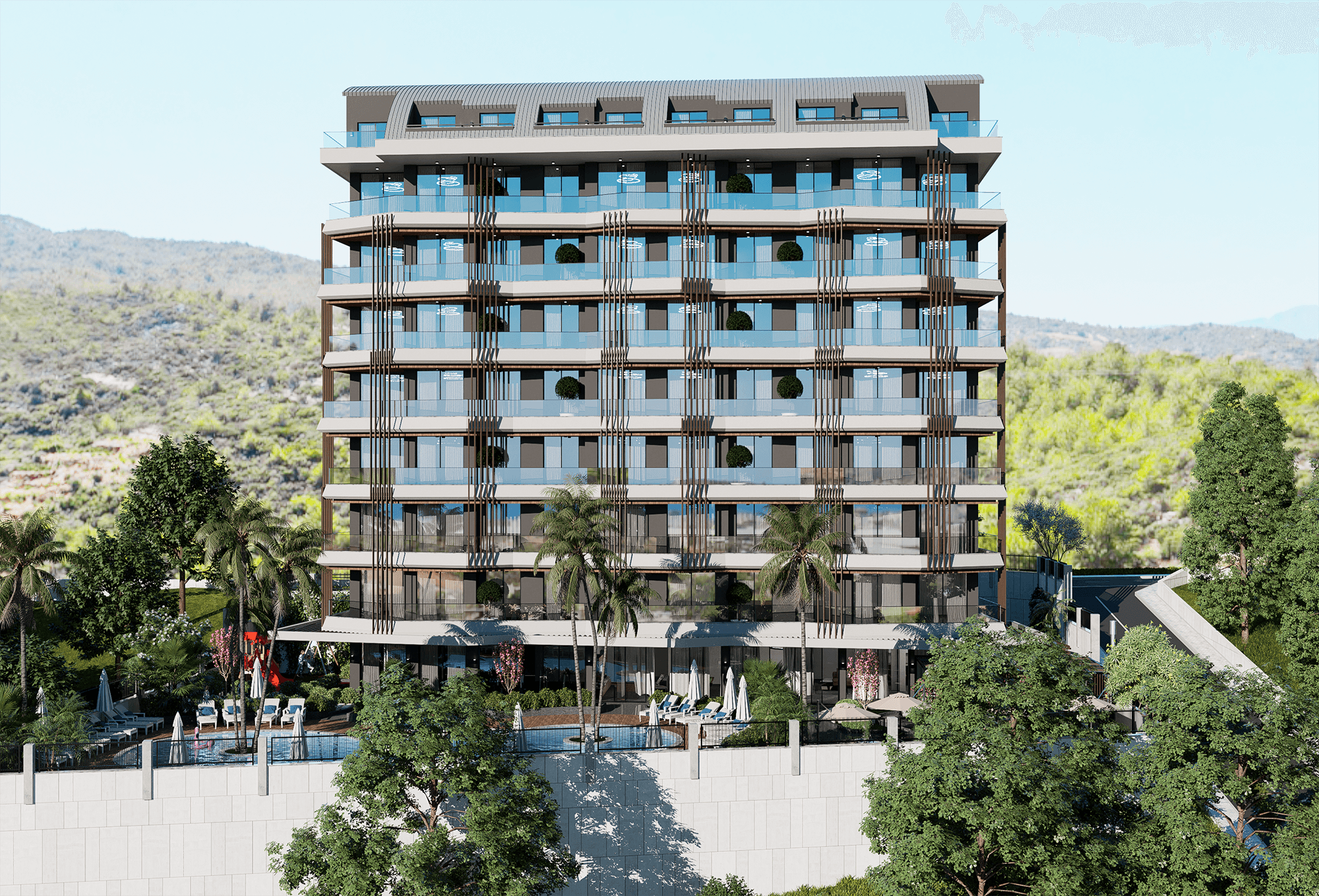 Luxuriöses 1+1 Apartment mit Bergblick, Alanya - Demirtas