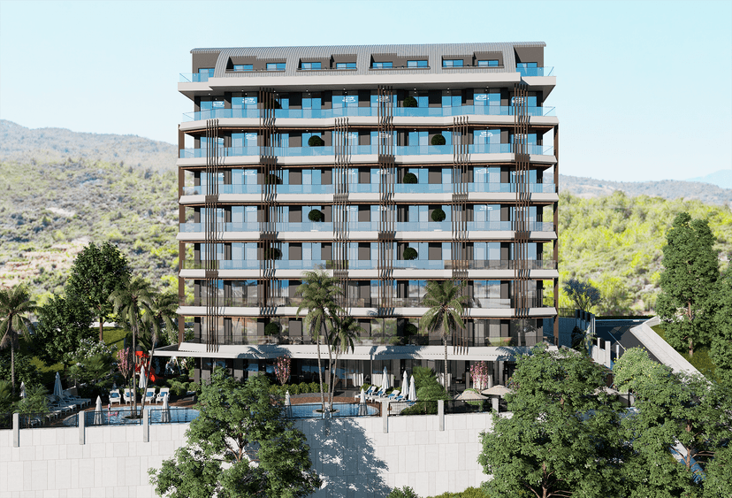 Luxuriöses 1+1 Apartment mit Bergblick, Alanya - Demirtas