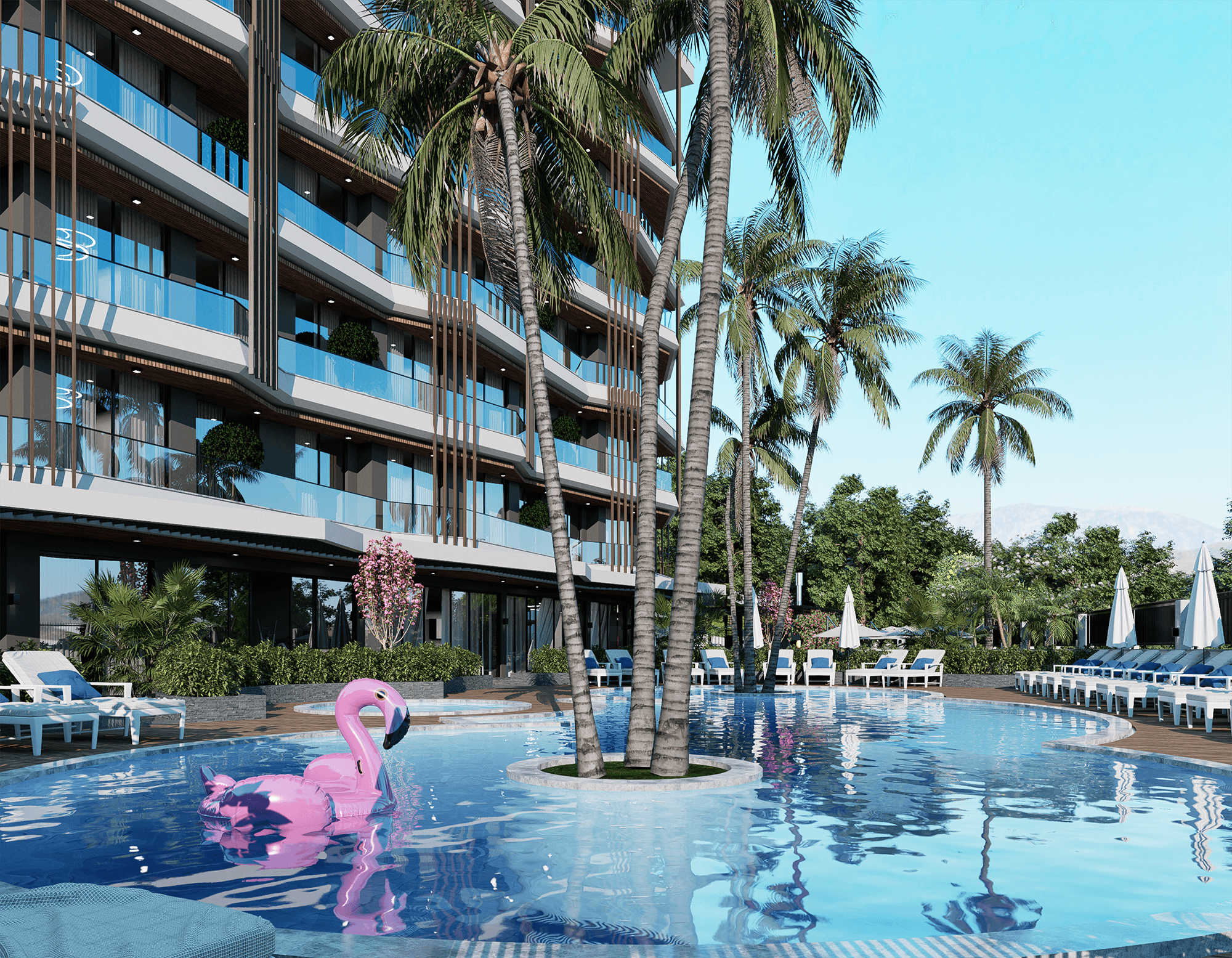 Luxuriöses 1+1 Apartment mit Bergblick, Alanya - Demirtas