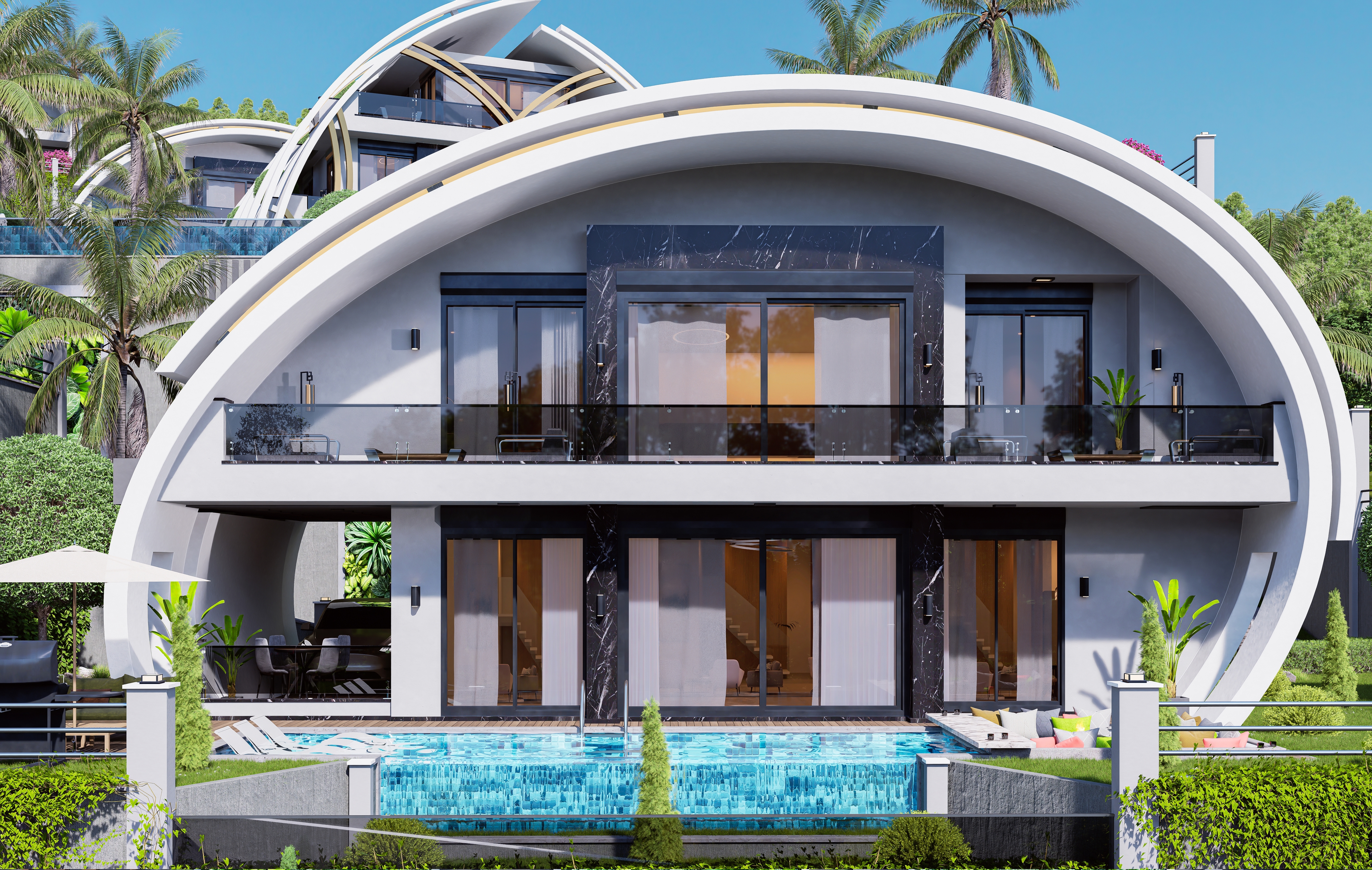 Luksus 3+1 Villa med Hav- og Bjergudsigt, Alanya - Kargicak